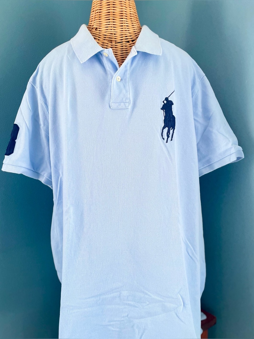 Polo Ralph Lauren Big Pony Shirt Men’s XXL Custom Slim Fit Short Sleeve Blue